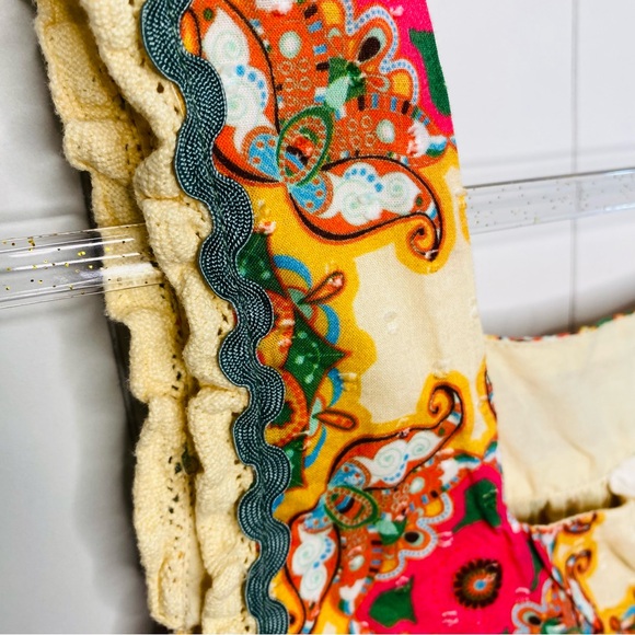 Anthropologie Let Me Be Vibrant Geo Abstract Floral Ric Rac Sleeveless Top 2 S - Picture 8 of 10